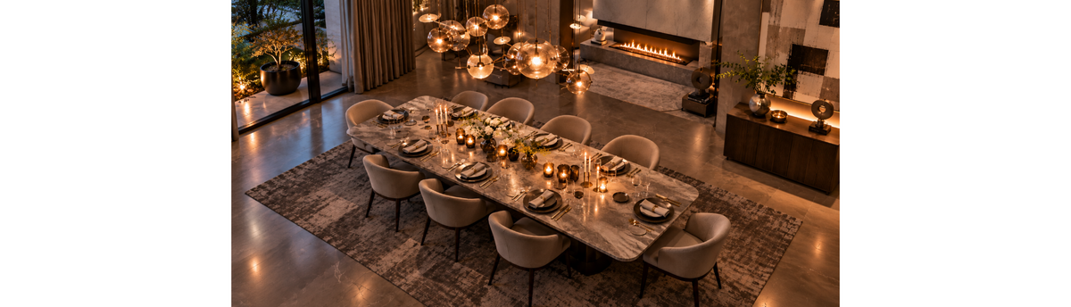 Navin Kanodia festive interior styling and dining video featuring ideas for a considered dining table and welcoming festive interiors.