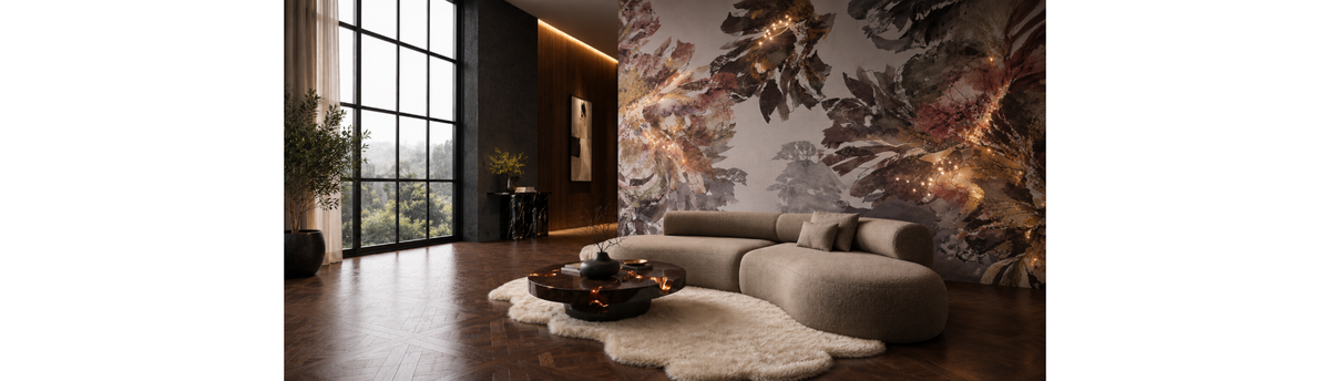 Large luxury statement wall styled with led and crystal wallpaper.
