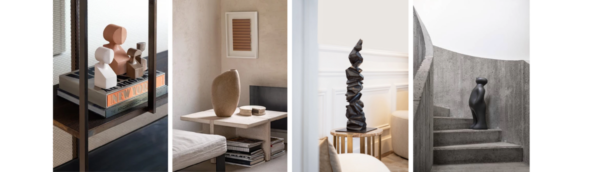 Sculptures and art objects styled in modern luxury interiors