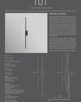 Product information sheet for a wall lamp with text and diagrams on a gray background
