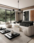 Modern living room with stylish furniture and decor