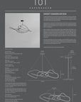 Product information sheet for a 'Ghost Chandelier Big' by 101 Copenhagen on a gray background.
