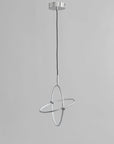 Modern pendant light with circular design on a gray background