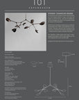 Stingray chandelier with technical specifications on a gray background