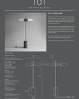 Copenhagen 101 floor lamp with specifications on a gray background