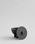Coffee Colour ceramic bowl and lid on a light gray background from 101 Copenhagen at Spacio retail stores in Mumbai & Kolkata.