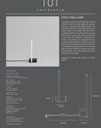Product information sheet for a Stick Table Lamp by 101 Copenhagen on a gray background.