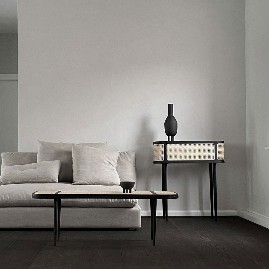A living room with a 101Cph Duck Slim Coffee 111280 coffee table from 101 Copenhagen.