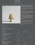 Product information card for a 'Sphere Vase Square Mini' by 101 Copenhagen with a lamp image and specifications.
