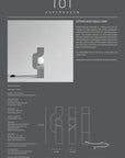 Product information sheet for a sitting man table lamp by 101 Copenhagen on a gray background.