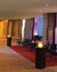 Black colour column fireplaces in a corridor