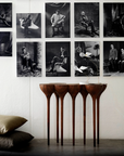 A group of Agrippa Esgrimas Console photographs featuring simple shapes, displayed on a wall.