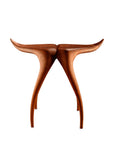 Wooden stool with a unique design on a white background