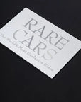 Card with 'Rare Cars' text on a black background