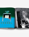 Inside pages of Assouline Chanel Coffee Table Book, featuring iconic Chanel No. 5 and Marilyn Monroe. Available at Spacio India.