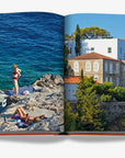 Luxurious imagery showcasing seaside leisure and Greek architecture within Assouline's Greek Islands coffee table book, available at Spacio India.