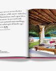 Quote highlighting Ibiza’s beauty and rustic outdoor living space from Ibiza Bohemia by Assouline, luxury travel book available at Spacio India.