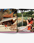 Relaxed, bohemian outdoor living spaces and elegant beachwear fashion imagery from Assouline’s Ibiza Bohemia coffee table book, available at Spacio India.
