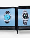 Open pages featuring contemporary Rolex Oyster watches from Assouline Impossible Rolex luxury coffee table book available at Spacio India stores.