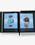 Open pages featuring contemporary Rolex Oyster watches from Assouline Impossible Rolex luxury coffee table book available at Spacio India stores.