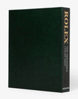 Side profile of the luxury Assouline Impossible Rolex Coffee Table Book showcasing elegant green cover, available at Spacio India stores.