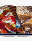 Open spread from Las Vegas Magic by Assouline, featuring iconic neon signs and the dazzling casino atmosphere, available at Spacio India.