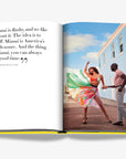 A stylish couple dancing on a pastel-hued Miami street, exuding vibrancy and joy. Featured in the Assouline Coffee Table Book Miami Beach, available at Spacio India.