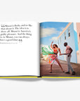 A stylish couple dancing on a pastel-hued Miami street, exuding vibrancy and joy. Featured in the Assouline Coffee Table Book Miami Beach, available at Spacio India.
