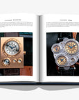 Interior pages of Assouline's Fine Timepieces Coffee Table Book displaying two unique watches by renowned independent watchmaker Vianney Halter, reflecting exquisite horology, available at Spacio India.