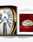 Close-up view of a vintage Cartier Maxi Oval watch from Assouline’s Luxury Watch Coffee Table Book, highlighting detailed craftsmanship and timeless elegance, available at Spacio India.