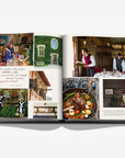 Colourful photographs on a double spread of a luxurious hardbound Assouline coffee table book, Wine & Travel Italy, featuring Italy’s top vineyards, fine wines, and the art of winemaking.