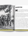 Displaying a black-and-white vintage beachside scene and an introduction to Miami’s history double spread page of a luxurious Miami Beach coffee table book by Assouline, featuring vibrant photography and elegant design, available at Spacio India for collectors and decor enthusiasts.