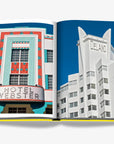 Miami Art Deco Architecture Spread – Open spread showcasing Miami’s famous Art Deco buildings, including the historic Hotel Webster and Delano. A highlight of Assouline's Miami Beach book at Spacio India.
