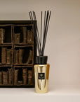 Baobab Aurum Diffuser 500ml displayed in a modern interior shelf, combining visual elegance with floral luxury scent, available online and in-store at Spacio India.