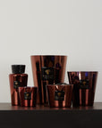 Assorted sizes of Baobab Stones Lazuli Candle with blue and beige marbled glass at Spacio India, premium scented candles collection.