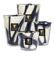 Assorted sizes of Baobab Stones Lazuli scented candles with hand-blown artistic glass – displayed at Spacio India retail stores
