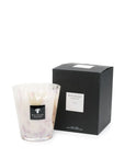 Baobab White Pearls Candle Max 16 with its elegant black gift box, luxurious floral candle available at Spacio India.