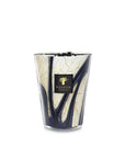 Baobab Stones Lazuli Candle Max 24 in signature glass vessel with marble and cobalt pattern – available at Spacio India