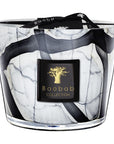 Baobab Stones Marble Candle Max 10 with black and white marbled glass exterior, available at Spacio India luxury decor stores