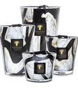 Assorted sizes of Baobab Stones Marble Candle Max 10 in glass marbled jars, available at Spacio India stores and online