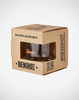 Benshot 11 oz rocks glass in a cardboard box with clear window
