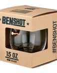15 oz wine glass in a Benshot branded box on a white background