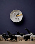 Clock Haoshi Sparrow Round Yellow Gray Spacio India