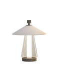 Modern indoor lamp with white shade and clear base on a white background from Contardi available at Spacio in India.