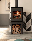 Modivar 5 store front wood burning fireplace by Dru available at Spacio in India