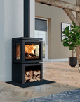 Vidar triple small store wood burning fireplace by Dru available at Spacio in India.