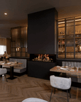 Holographic fireplace in a luxury restaurant