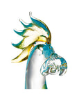 Close-up of Duccio Di Segna crystal parrot head, featuring golden crest detail – luxury decor art available at Spacio India retail stores