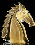 Duccio Di Segna crystal horse head sculpture in transparent gold finish, a luxury centerpiece available at Spacio India