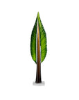 Decorative crystal sculpture of a leaf on a white background